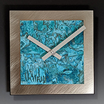 8x8 Square Wall Clock - Steel with Blue Copper